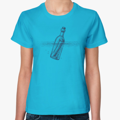 Женская футболка Море винтаж послание в бутылке