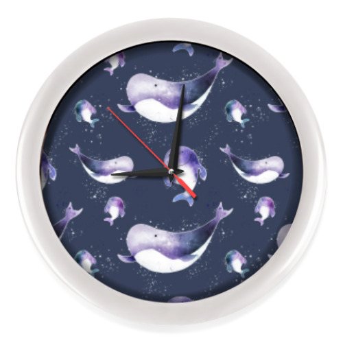 Настенные часы Подводный узор с китами