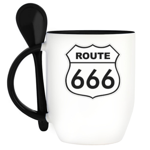 Кружка с ложкой route 666