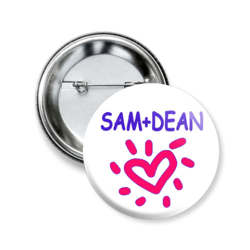 Значок 50мм Supernatural - I love Sam+Dean
