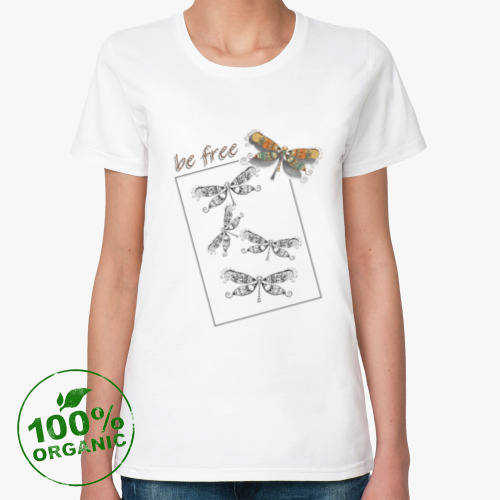 Женская футболка из органик-хлопка Dragonfly Стрекоза