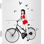 Девушка с велосипедом в стиле пин ап