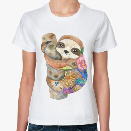 Классическая футболка Милый ленивец