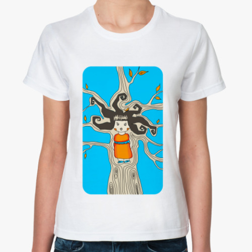Классическая футболка девочка дерево