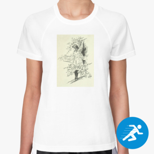 Женская спортивная футболка Девушка в листьях (винтаж)
