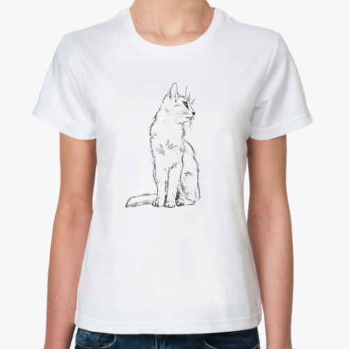 Классическая футболка 'Белый кот'