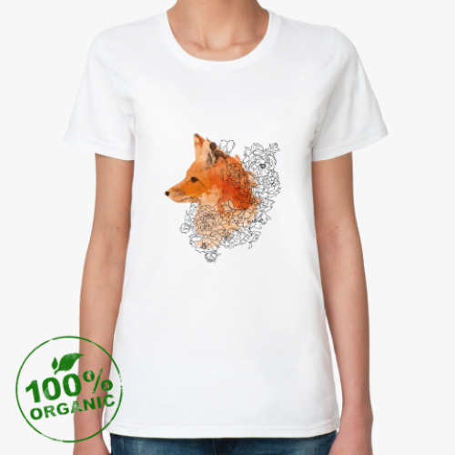 Женская футболка из органик-хлопка Акварельная лиса