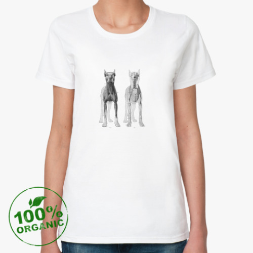 Женская футболка из органик-хлопка dog skeleton