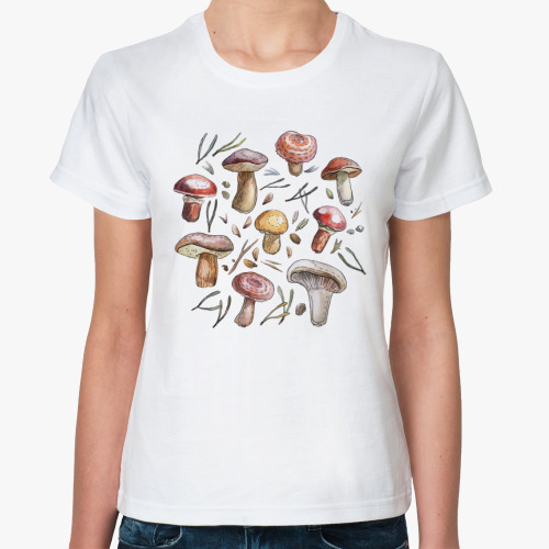 Классическая футболка Принт с лесными грибами