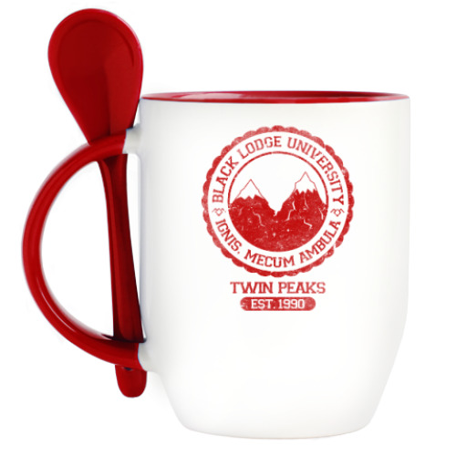 Кружка с ложкой Twin Peaks University символ