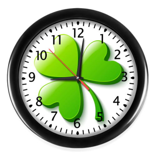 Настенные часы Зеленый объемный клевер