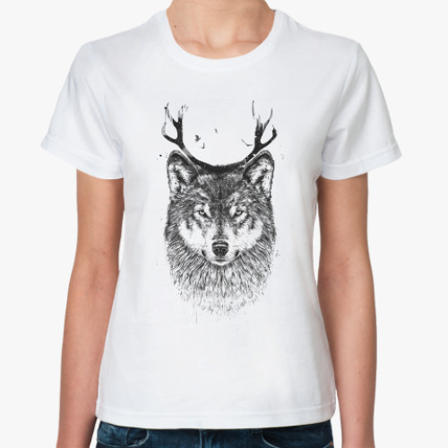 Классическая футболка Волк с рогами