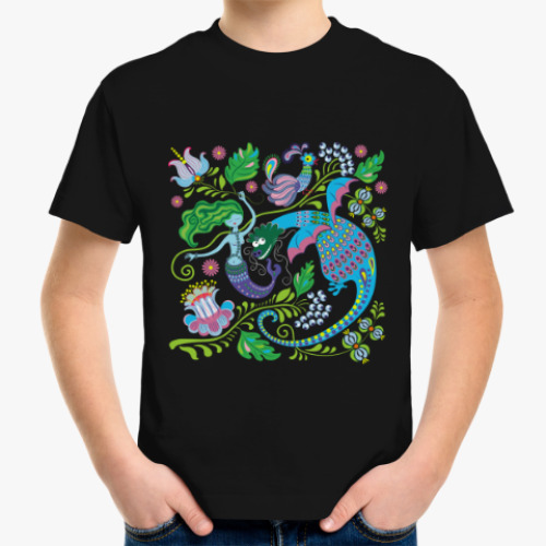 Детская футболка Дракон и русалка