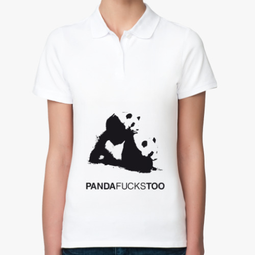 Женская рубашка поло (печать) Panda fucks too