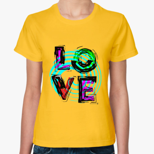 Женская футболка LOVE, любовь.