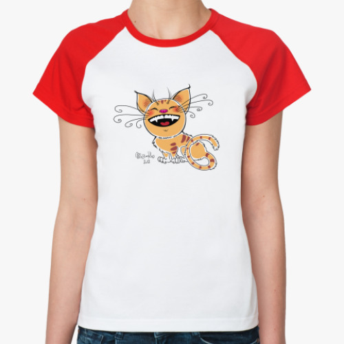 Женская футболка реглан Smiling cat