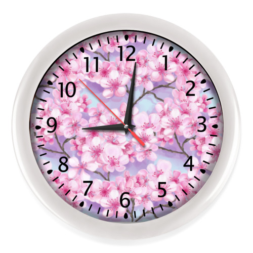 Настенные часы Цветущая весенняя вишня сакура