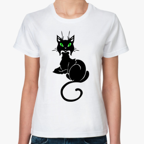 Классическая футболка 'Зеленоглазая кошка'