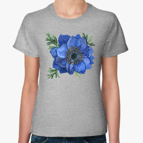 Женская футболка Синий цветок анемоны