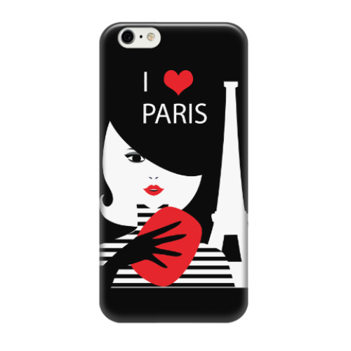 Чехол для iPhone 6/6s Француженка, фэшн иллюстрация. Я люблю Париж