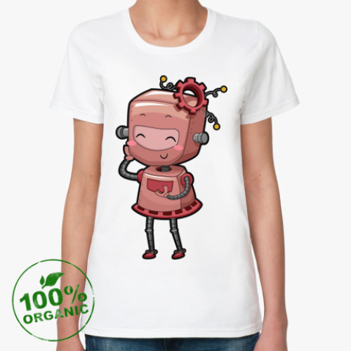 Женская футболка из органик-хлопка Робот девушка