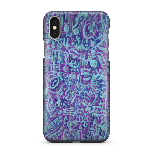 Чехол для iPhone X Голубое в фиолетовом