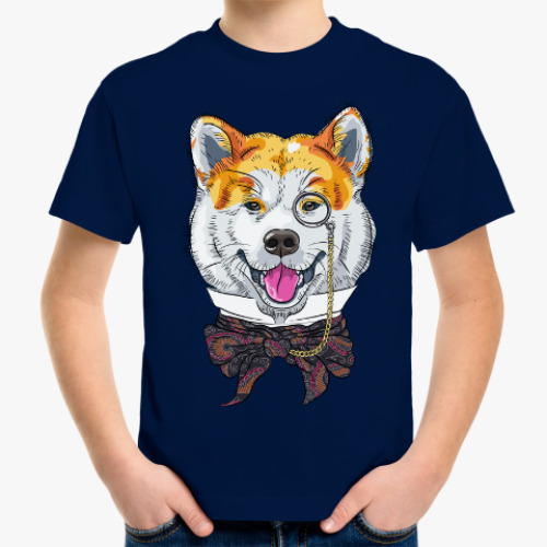 Детская футболка Собака хипстер Акита Ину