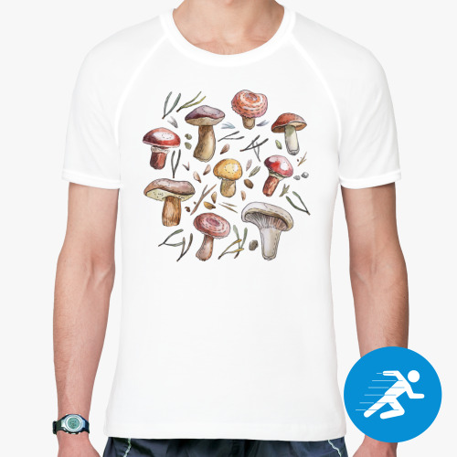Спортивная футболка Принт с лесными грибами