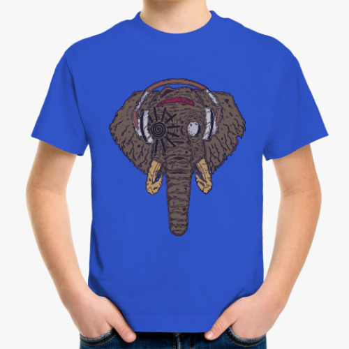 Детская футболка Слон в наушниках