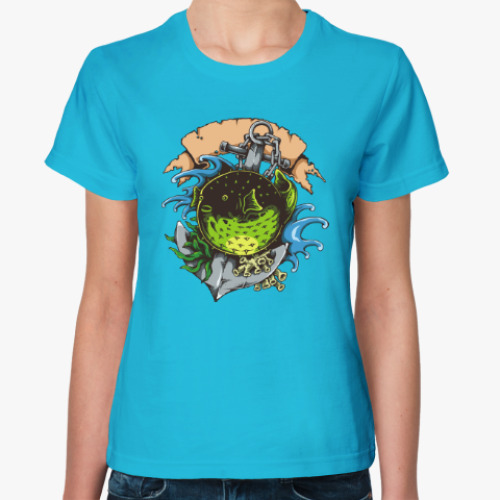 Женская футболка Море. Якорь. Рыба.