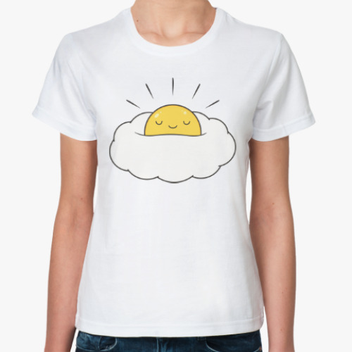 Классическая футболка Солнце в облаке