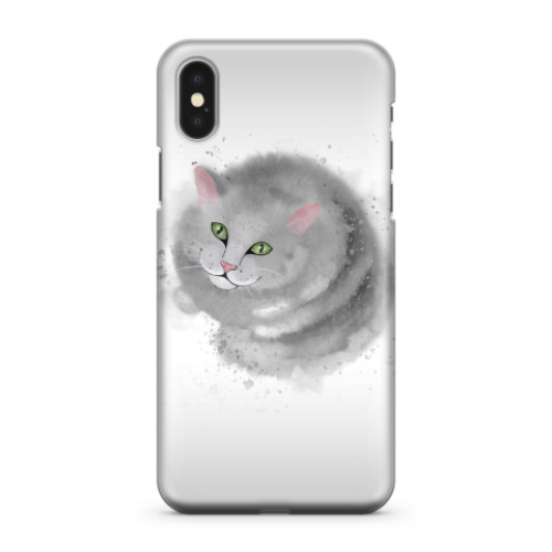 Чехол для iPhone X Серый кот, кошка