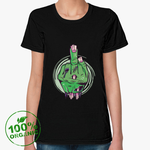 Женская футболка из органик-хлопка Средний палец мертвеца