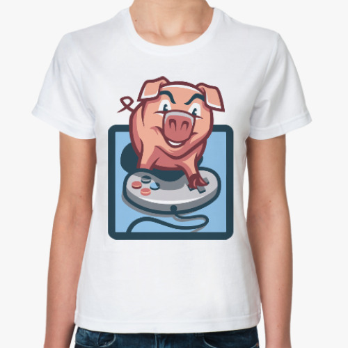Классическая футболка Свинья с джойстиком