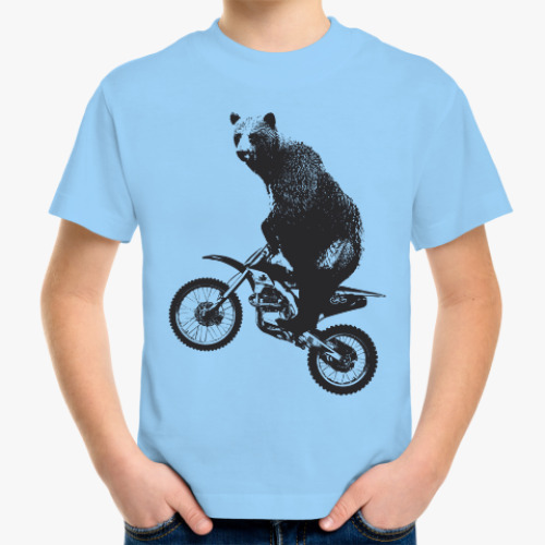 Детская футболка Медведь на мотоцикле