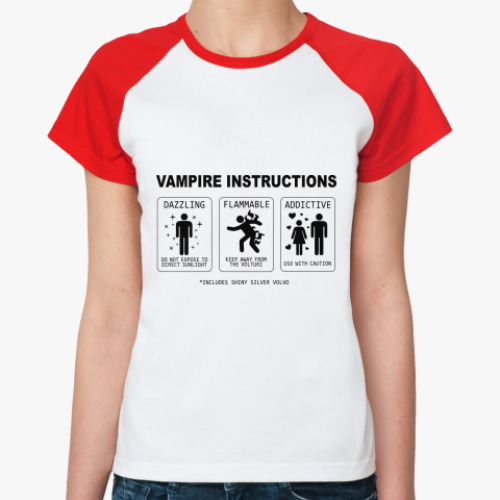 Женская футболка реглан  Vampire Instructions