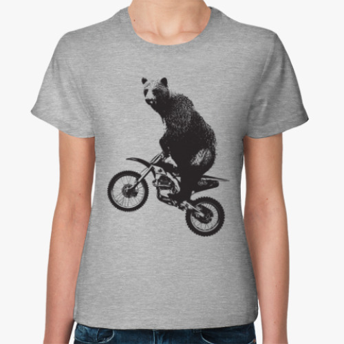 Женская футболка Медведь на мотоцикле