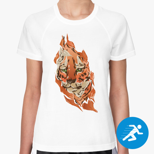 Женская спортивная футболка Пламенный тигр