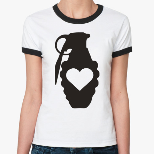 Женская футболка Ringer-T Сердце в гранате