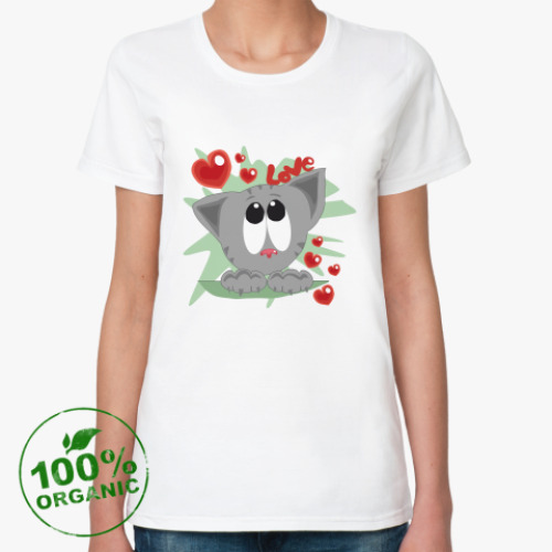 Женская футболка из органик-хлопка I love cats