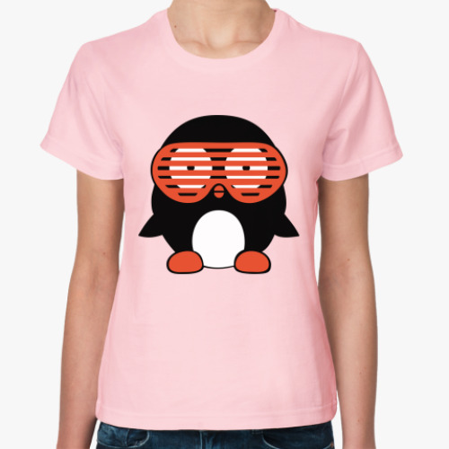Женская футболка Пингвин в очках жалюзи