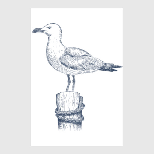 Постер Море винтаж чайка