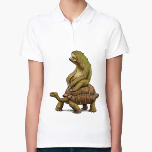 Женская рубашка поло Ленивец на черепахе