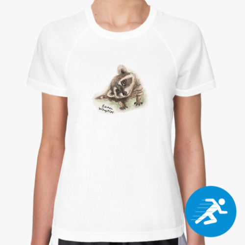 Женская спортивная футболка Жизнелюбивый енот