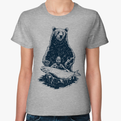 Женская футболка Медвежья рыбалка