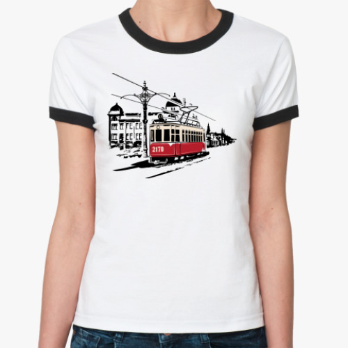 Женская футболка Ringer-T Трамвай