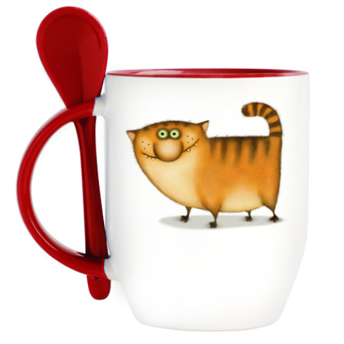Кружка с ложкой Кот