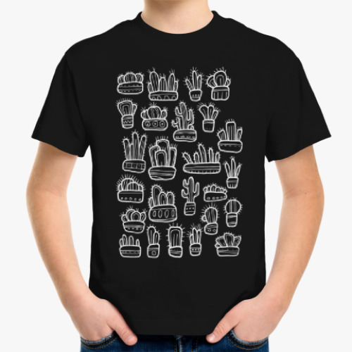 Детская футболка Коллекция смешных кактусов в горшочках