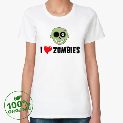 Женская футболка из органик-хлопка I love zombies