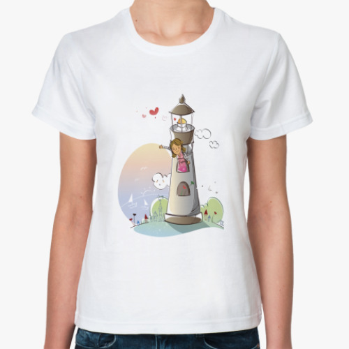 Классическая футболка Девочка на маяке